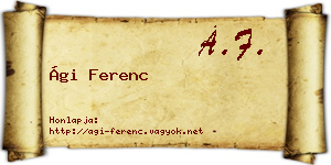 Ági Ferenc névjegykártya